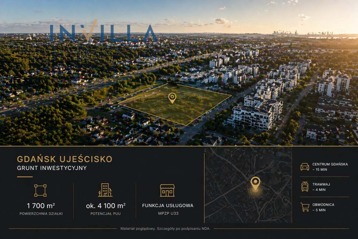 Gdańsk –Ujeścisko |&nbsp;grunt inwestycyjny pod PRS – Działka na sprzedaż, Gdańsk Ujeścisko, 1700.00 m2, IN372842