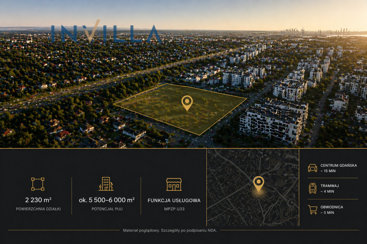 OFF MARKET |&nbsp;Grunt inwestycyjny – Gdańsk Południe – Działka na sprzedaż, Gdańsk Ujeścisko, 2230.00 m2, IN234134